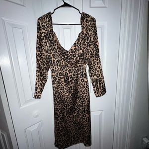 Boohoo cheetah print midi dress